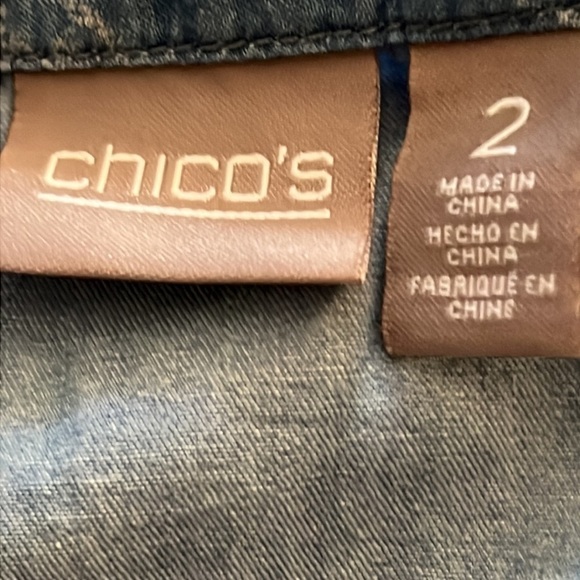 Chico’s 100% cotton denim print tunic blouse Sz L / 12 - Picture 6 of 9